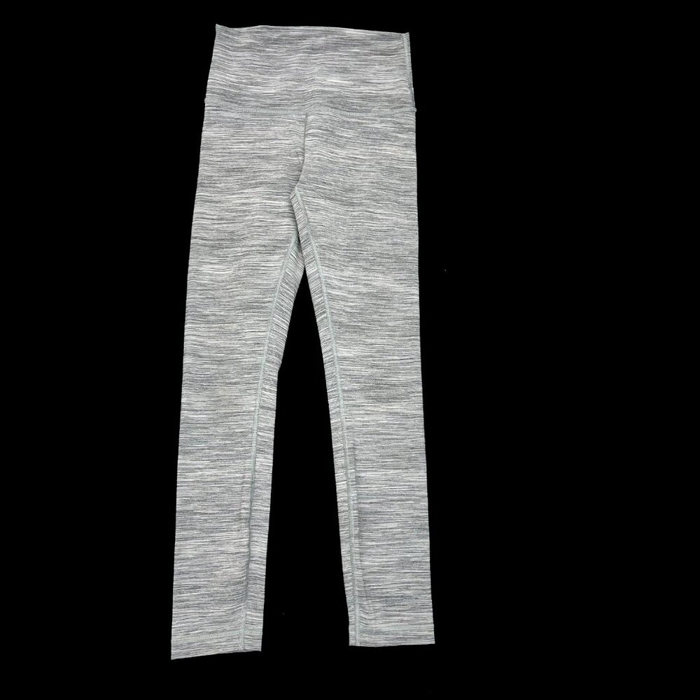 Lululemon Gray Black White Stripe Yoga Legging Pant Women 4